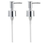 BGL Chrome Dispenser Pump Heads Pack of 2, Replacement Soap Dispenser Pump with Plastic Hose for Most Bottles (25-27 mm) Refill Soap, Detergent, Shampoo, Shower Gel Universal