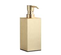 BGL Soap Dispenser Brushed Brass, Refillable Square Soap Dispenser with Premium Aluminium, Rustproof Countertop Soap Dispenser for Bathroom, Kitchen, Home, Hotel - 240 ML