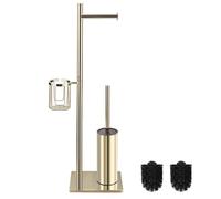 BGL Stainless Steel Toilet Paper Holder with Toilet brush,Gold Color Heavy Base, Including Basket for Toilet Using