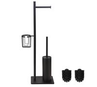 BGL Stainless Steel Toilet Paper Holder with Toilet brush,Matte Black Color Heavy Base, Including Basket for Toilet Using