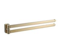BGL Swivel Towel Bar Brushed Gold,Two Arms Wall Mount Towel Hanger Holder for Bathroom Organizer