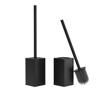 BGL Toilet Brush Set 2 Pack Freestanding, Matte Black Space Aluminium Toilet Cleaner with Removable ABS Inner Liner, Rust-Proof Holder Set for Bathroom