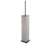 BGL Toilet Brush with Holder Set Brushed Nickel Aluminium Standing for Bathroom Toilet Bowl Cleaner Brush and Holder Set, Square Design