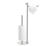 BGL Toilet Paper Holder Stand, SUS304 Stainless Steel Brushed Nickel, Weighted Base, Holds 5 Jumbo Rolls, Space-Saving Modern Bathroom Storage with Built-in Hook