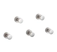 bgl Towel Hooks Brushed Nickel - Set of 5 | Brass Wall Hooks for Bathroom & Kitchen | Self-Adhesive or for Wall Mounting