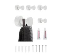 BGL Wall Hooks White - Set of 5 | Rustproof Metal Towel Hooks for Bathroom and Kitchen | Self-Adhesive or Wall Mounted