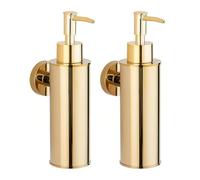 BGL Wall-Mounted Soap Dispensers 2 Pack, 304 Stainless Steel Round Liquid Dispenser for Kitchen & Bathroom, Gold