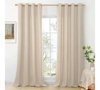 BGment 102 Inch Long Oatmeal Linen Curtains for Living Room 2 Panels, Thick Textured Privacy Floor Length Window Drapes for Bedroom Farmhouse Light Filtering Grommet Top, Each 52 Inch Wide