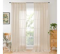 BGment 108 Inch Length Linen Curtains for Living Room Windows, Semi Sheer Natural Textured Drapes for Bedroom Dining Farmhouse Decorative Rustic Rod Pocket Lightweight, 2 Panels, Each 52 Inch Wide