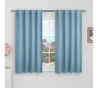 BGment 40 Inch Length Blackout Curtains for Cafe - 38 x 40 inch Short Window Curtains Rod Pocket and Back Tab Thermal Insulated Room Darkening Curtains for Kitchen Bathroom, 2 Panels, Greyish Blue