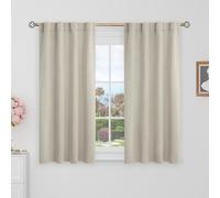 BGment 40 Inch Length Blackout Curtains for Cafe - 38 x 40 inch Short Window Curtains Rod Pocket and Back Tab Thermal Insulated Room Darkening Curtains for Kitchen Bathroom, 2 Panels, Natural Camel