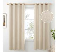 BGment 72 Inch Length Linen Curtains for Living Room 2 Panels, Thick Privacy Window Drapes Textured Light Filtering for Bedroom Office Farmhouse Grommet Top, Oatmeal, Each 52 Inch Wide