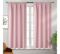 BGment Baby Pink Room Darkening Curtains for Short Window - Rod Pocket Thermal Insulated Blackout Curtains for Girl Bedroom, 42 x 45 Inch, 2 Panels