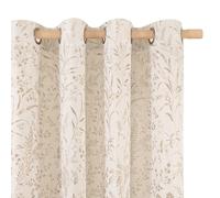 BGment Beige Linen Curtains for Living Room 90 Inch Length - Cottage Core Vintage Botanical Jacquard Light Filtering Grommet Window Curtains for Dining Room 2 Panels, Each 52 Inch Wide