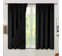 BGment Black Blackout Curtains for Bedroom, 2 Panels, Rod Pocket, Double Layer, 100% Room Darkening, Thermal Insulated, Noise Reducing, Each 52 x 45 Inch, Black