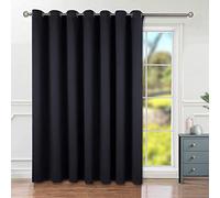 BGment Black Room Divider Curtain 84 Inches Long - Privacy Extra Wide Blackout Curtain Thermal Insulated Room Darkening Noise Reducing Dark Sliding Door Curtain, 1 Panel, 100 X 84 Inch