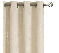 BGment Blackout Curtains 45 Inch Length 2 Panels Set, Grommet Thermal Insulated Blackout Curtains with Wave Line and Dots Printed for Bedroom, 2 Panels, Each 52 x 45 Inch, Champagne