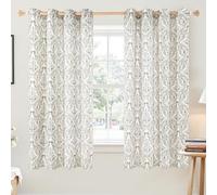 BGment Brown Boho Curtains for Bedroom - Linen Leaf Paisley Pattern Light Filtering Window Grommet Semi Sheer Drapes for Farmhouse, 2 Panels, 52 x 63 Inch