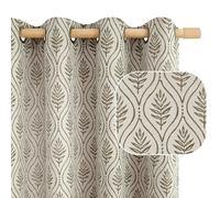 BGment Brown Curtains for Living Room 72 Inch Length, Boho Vintage Neutral Linen Sheer Curtains Jacquard Botanical Leaf Printed Window Drapes for French Country, Set of 2 Panels, 52 x 72 Inch