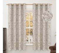 BGment Brown Fall Curtains for Bedroom- Linen Jacquard Botanical Branch Vintage Cottage Core Light Filtering French Country Rustic Scandi Style Decor Window Drapes, 2 Panels, 52 x 63 Inch