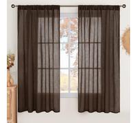 BGment Brown Linen Curtains 63 Inches Long for Living Room, Semi Sheer Window Drapes Rustic Textured for Farmhouse Beroom Dining Room Decor Rod Pocket Lightweight, 2 Panels Set, Each 52 Inch Wide