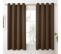 BGment Brown Linen Curtains for Living Room 63 Inch Length 2 Panels, Chocolate Burlap Country Rustic Window Drapes Textured Light Filtering for Bedroom Laundry Privacy with Grommet, Each 52 Inch Wide