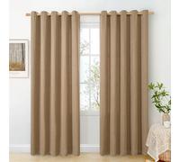 BGment Camel Linen Curtains for Living Room 84 Inch Length 2 Panels Set, Country Rustic Window Drapes Textured Light Filtering for Bedroom Laundry Privacy, Each 60 Inch Wide