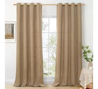BGment Camel Linen Curtains for Living Room 90 Inch Length 2 Panels Set, Country Rustic Window Drapes Textured Light Filtering for Bedroom Laundry Privacy, Each 52 Inch Wide
