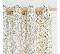 BGment Champagne Boho Curtains for Living Room - Linen Leaf Paisley Floral Pattern Light Filtering French Country Grommet Window Semi Sheer Drapes for Farmhouse, 2 Panels, 52 x 90 Inch