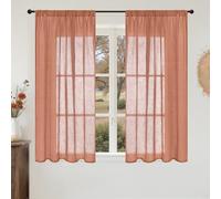 BGment Curtains 45 Inch Length for Short Window, Terracotta Linen Drapes for Small Bedroom Kitchen Cafe Bathroom Lightweight Rustic Textured Rod Pocket Semi Sheer, 2 Panels Set, Each 42 Inch Wide
