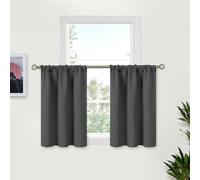 BGment Dark Grey Half Window Curtains 30 Inches Length for Kitchen Cafe Window - Rod Pocket Small Drapes Privacy Darkening for Bathroom Basement Rv Over Sink, 2 Panels, 29 x 30 Inch