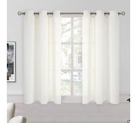 BGment Ivory Cream Short Linen Sheer Curtains 48 Inch Length for Small Windows, Grommet Light Filtering Casual Windows Textured Privacy Curtains for Bedroom/Living Room, 2 Panels (Each 38 x 48 Inch)