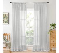 BGment Light Grey Linen Curtains 80 Inch Length for Living Room, Window Drapes Lightweight Rustic Country Textured for Bedroom Farmhouse Decor Rod Pocket, 2 Panels Set, 52 Inch Wide