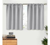 BGment Light Grey Short Curtains 30 Inches Length for Kitchen Bathroom - Rod Pocket Room Darkening Blackout Window Drapes for Basement Cafe Camper, 2 Panels, 42 x 30 Inch