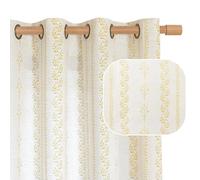 BGment Mustard Yellow Vintage Floral Linen Curtains for Farmhouse - Boho Curtains 63 Inch Long Light Filtering Window Drapes for Country Rustic Bedroom, Each 52 Inch Wide, 2 Panels Set