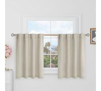BGment Natural Camel Cafe Blackout Curtains 36 Inch Length for Half Windows - 34 x 36 inch Curtains Rod Pocket and Back Tab Thermal Insulated Room Darkening Short Curtains for Kitchen, 2 Window Panels
