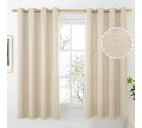 BGment Oatmeal Linen Curtains for Bedroom 63 Inch Length 2 Panels Set | No See Through Textured Privacy Window Drapes for Living Room Thick Curtain with Grommet Light Filtering, 52 X 63 Inch
