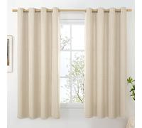 BGment Oatmeal Linen Curtains for Living Room 68 Inch Length 2 Panels Set, Country Rustic Window Drapes Textured Light Filtering for Bedroom Laundry Privacy, Each 52 Inch Wide