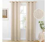 BGment Oatmeal Linen Curtains for Living Room 84 Inch Length 2 Panels, Privacy Textured Window Drapes for Bedroom Farmhouse Light Filtering Curtain with Grommet Top, Each 38 Inch Wide