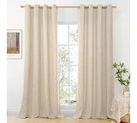 BGment Oatmeal Linen Curtains for Living Room 90 Inch Length 2 Panels Set, Country Rustic Window Drapes Textured Light Filtering for Bedroom Laundry Privacy, Each 52 Inch Wide