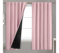BGment Pink 100% Blackout 63 Inch Curtains 2 Panel Set with Black Liner, Rod Pocket and Back Tab Double Layer Thermal Insulation Room Darkening Light Blocking Window Curtain for Bedroom, 42 x 63 Inch
