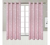 BGment Pink Curtains for Girls Bedroom, Star and Moon Blackout Curtains for Kids 63 Inch Long, Thermal Insulated Room Darkening Nursery Window Curtains with Grommet, 2 Panels, 52 Wide, Light Pink