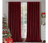 BGment Red Velvet Curtains 84 Inch for Bedroom, Thick Thermal Insulated Blackout Curtains Noise Reduce Back Tab and Rod Pocket Christmas Panels for Living Room, Set of 2 Panels, 52 x 84 Inch