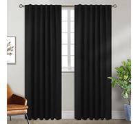 BGment Rod Pocket and Back Tab Blackout Curtains for Bedroom - Thermal Insulated Room Darkening Curtains for Living Room, 2 Window Curtain Panels (52 x 95 inch, Black)