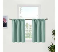 BGment Sage Green Curtains 36 Inch Length for Kitchen Cafe Window - Small Half Window Drapes with Rod Pocket Privacy Protection for Rv Bathroom, 34 x 36 Inch, 2 Panels