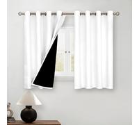 BGment Short 100% Blackout Curtains for Bedroom, Thermal Insulated Energy Efficiency Noise Reducing Grommet Curtains 54 Inch Length with Liner for Small Window 2 Panels Each 52 Inch Wide, Pure White
