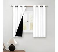 BGment Short 100% Blackout Curtains for Bedroom, Thermal Insulated Energy Efficiency Noise Reducing Grommet Curtains 45 Inch Length with Liner for Small Window 2 Panels Each 42 Inch Wide, Pure White