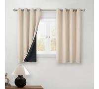 BGment Short 100% Blackout Curtains for Bedroom, Thermal Insulated Energy Efficiency Noise Reducing Grommet Curtains 54 Inch Length with Liner for Small Window 2 Panels Each 52 Inch Wide, Champagne