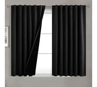 BGment Short Black Full Blackout Curtains with Liner Thermal Curtains 45 Inch Long, Rod Pocket and Back Tab Double Layer Black Out Privacy Curtains for Bedroom (52 x 45 Inch, 2 Panels)
