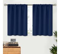 BGment Short Blackout Curtains 30 Inches Length for Kitchen Rv Camper Window - Rod Pocket Room Darkening Small Drapes for Basement Bathroom Cafe Privacy, Navy Blue, 2 Panels, 42 x 30 Inch